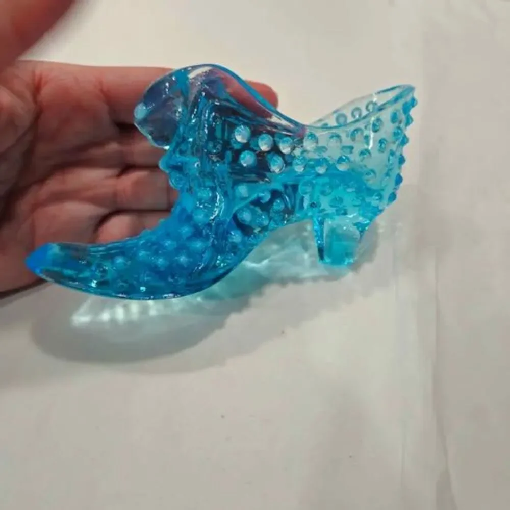 Fenton Blue Glass Slipper Decor